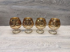 Set of 4 Vintage Murano/Arte Italica Style 24K Gold Gilded Brandy Snifters MCM