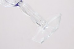 SET 6 BOHEMIAN CZECH CUT TO CLEAR CRYSTAL 5.5″ WINE GLASS GOBLETS Cobalt BLUE