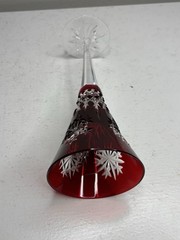 Waterford Snow Crystal Red Fluted Champagne Glass