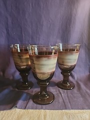 Libbey Sango Nova Brown Water Goblet Wine Glass Smokey MCM – Set Of 3
