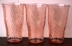 **DEPRESSION ERA (7) PINK 10 OUNCE.FLAT TUMBLERS UNKNOWN TB12-R