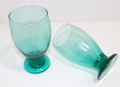 Vintage Libbey Juniper Teal Footed Glasses set of 2