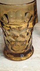 4 MCM Vintage Anchor Hocking Georgian Amber Topaz Bar Tumbler Glasses Honeycomb
