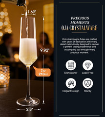 Champagne Flutes, Crystal Champagne Glasses Set of 8, 7Oz, Elegant | for Prosecc