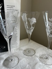 Franklin Mint LES FLEURS Crystal Champagne Glasses Set Of 10 Floral Botanical