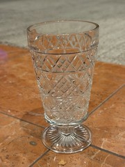 HAZEL ATLAS BIG TOP PEANUT BUTTER ICED TEA TUMBLER CLEAR GLASS PRESCUT DIAMOND