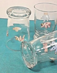 Libbey Baby Juice Glasses Pink and Blue Set of 4