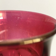 Tiffin Glasses Kings Crown Thumbprint Cranberry Footed 5.75” 6 Oz Goblets Set 4