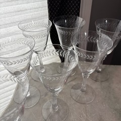 Estate Crystal Laurel Leaf Stemware (European) Set Of 7…7.5″tall