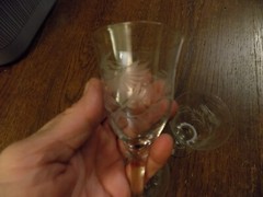 Crystal Glasses Cordials Sherry Vtg Set 4 Etched Floral Bamboo stem Leaves 5.25″