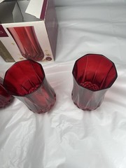 4 Ruby Red LONGCHAMP 12.25 oz Tumblers Cristal D’Arques Highball 24% Crystal