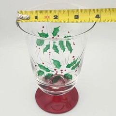 Set 4 Vintage GORHAM Red Footed Festive Holly Goblets All Purpose Water Glasses