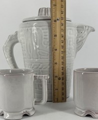 Vintage Frankoma White Coffee Set – Collection 3 Pieces Mid Century Pottery