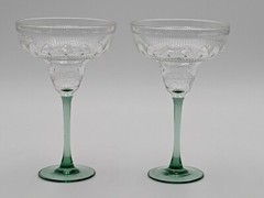 Cristal D’Arques-Durand Sombrero Margarita Green Stem Glasses, Set of 2