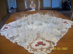 Etched Crystal Tall Ship & Seagull Nautical Wine, Mugs & Tumblers Group Of 18