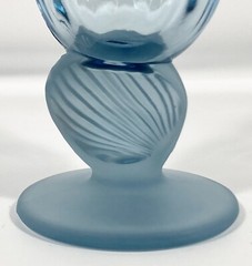 3 Fostoria CAPTIVA Blue FROSTED Sea Shell Stem Water WINE Tea Goblets 5 7/8″ Vtg