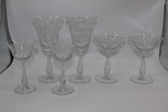 6 TIFFIN CHEROKEE ROSE GOBLETS-STEM 17399-(2)WATER,(2)SHERBET,(2)COCKTAIL