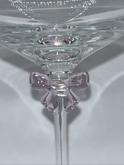 Godinger Pink Bow Wine Glass Coquette Balloon Goblet Ribbon Stem Replacement