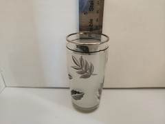 Set of 4 Libbey Silver Leaf 4 oz Juice Glasses 1960s Vintage