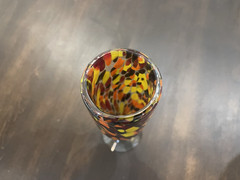 Mexico Art Glass Confetti 9” Champagne Flute Goblet Mottle Iridescent Stemware
