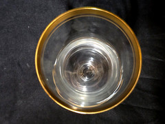 Glastonbury-Lotus Yukon Gold Juice Cocktail Glasses – Set of 4 + Free Spare