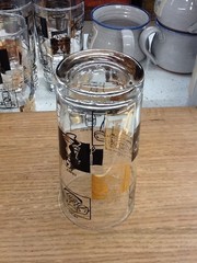 Vintage Highball Cocktail Glass Set of 6 Telephones Through Time Black Gold RARE