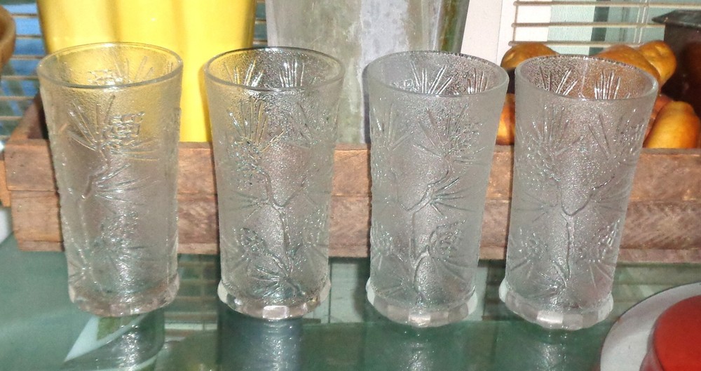 4 Indiana Glass Co Tiara Ponderosa Pine Large Iced Tea Glasses 4 Vintage