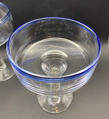 2 Sonoma Life + Style Nantucket Collection Coupe/Margarita Glasses, Blue Stripes
