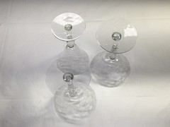 Vintage Gothic Cut Crystal With Facet Cut Stem Champagne Glasses 6.25″ Lot Of 3