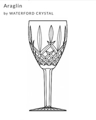 Vintage Set 2 WATERFORD CRYSTAL Araglin 6 oz. Wine Glasses 7-1/8” Gothic IRELAND