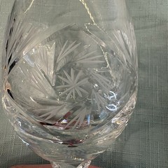 Zawiercie Hand Cut 24% Lead Crystal Wine Glasses – Poland Set of 4 – Starburst