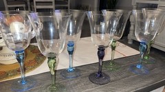 Set Of 7 Melody Blue, Green, Purple Block Crystal of Stockholm Water Goblets