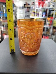 Vintage Imperial Marigold Carnival Glass Field Flower Tumbler