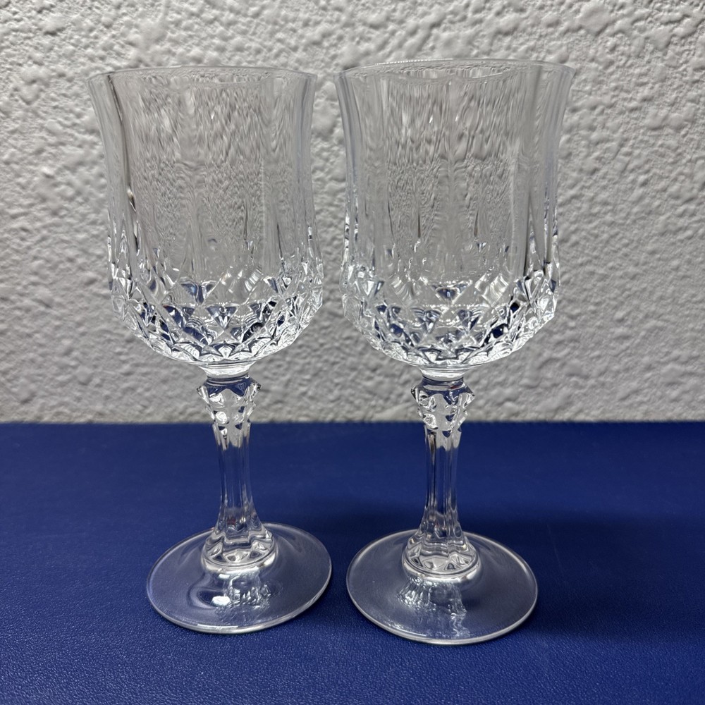 Set Of 2 CRISTAL D’ARQUES France Longchamp 24% Lead Crystal Wine Glasses 6.5”’