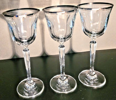 Mikasa 3 Briarcliffe Crystal Wine Goblets 7 7/8″ Platinum LIKE NEW Discontinued