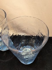 Set of 3 Libbey 8 Panel Light Blue Textured Glass Sm Tumblers MCM 5in