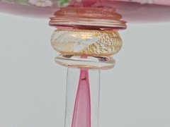 Venetian Enameled Figural Landscape Scene Pink Champagne / Sherbert Glass 6″ #5