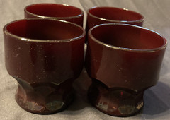 Lot of 4 Vintage ANCHOR HOCKING GEORGIAN RUBY 4 oz Lowball Cocktail Juice Glass