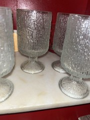 Vintage Indiana Glass Crystal Ice Tree Bark Footed Glass Tumbler 5.5”