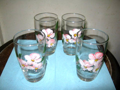 Vintage Set of 4 Franciscan Desert Rose 4″ Juice Glasses Plus One Low Sherbet
