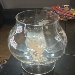 Clear Glass Brandy Snifter, Gold Floral Etched Design, Decorative Round