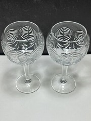 2 Waterford Toasting Wine Balloon Glass MILLENNIUM HAPPINESS CLEAR Butterfly Bow