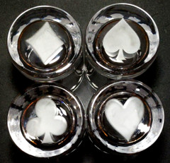 GODINGER BLACKJACK DOUBLE OLD FASHIONED GLASSES, Etched Lead Crystal, 12oz, 4PCS