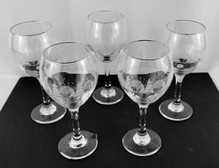 Libbey Vintage Arby’s 5 White Frosted Trees Goblets Glass Holiday 7 7/8″ 12 oz