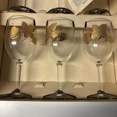 Libbey Glass Company, Gold Leaf Wine Glasses, 10 Oz, 6 Piece Set