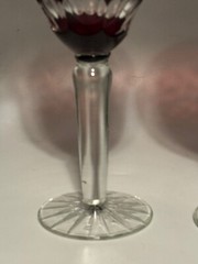 Pair of Ruby Red, and clear Bohemian wine goblets,