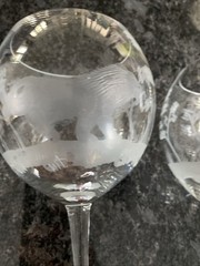 Queen Lace Crystal «Kenyan African» Giraffe & Lion Wine Goblets Glass – 8 7/8″