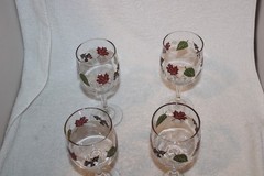 Libbey Autumn Leaves, Lot of 4, Wine Glasses, 12 ounce, Pre owned, Exc. Cond.