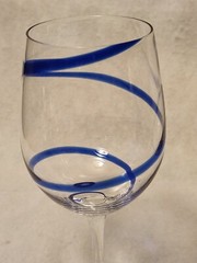 Pier 1 Swirl Line Blue Colbalt Water or Large Red Wine 8 7/8″ Glass Set 2