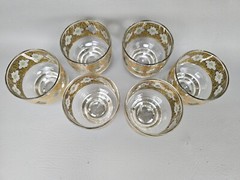 Set of 6 Mid Century Culver Valencia Footed Cocktail Glasses 22K Gold Embossed